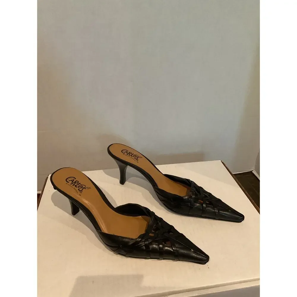 Carlos-Carlos Santana -“Vicious “ - Slim Low Heeled Leather Mules - Brazil - 7M
